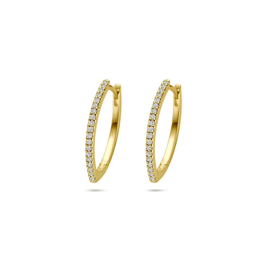 Gouden klapoorringen met diamant – 14k geelgoud