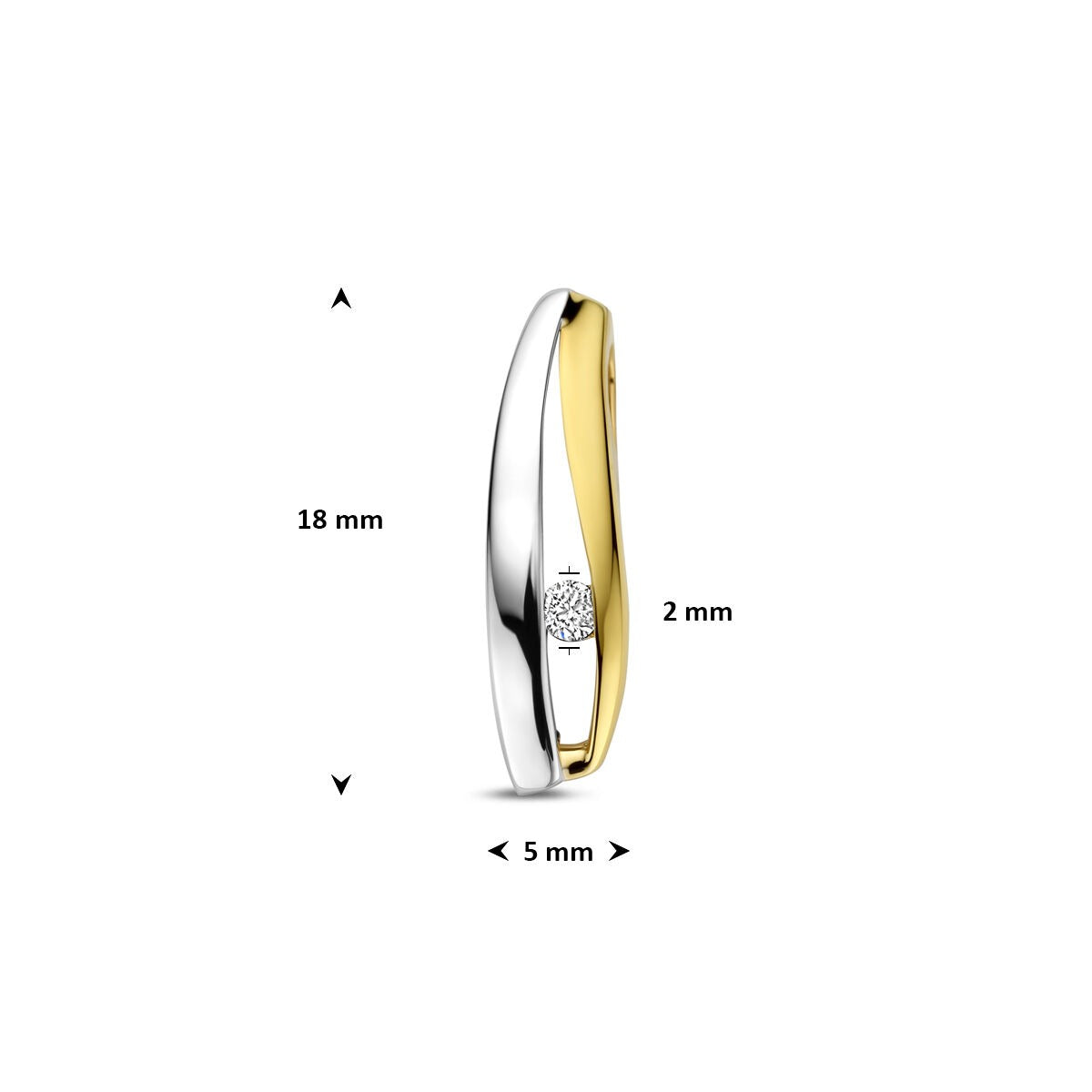wisiorek diament lab grown 0.04ct f vs 18 mm 14K bicolor złoto żółte/białe