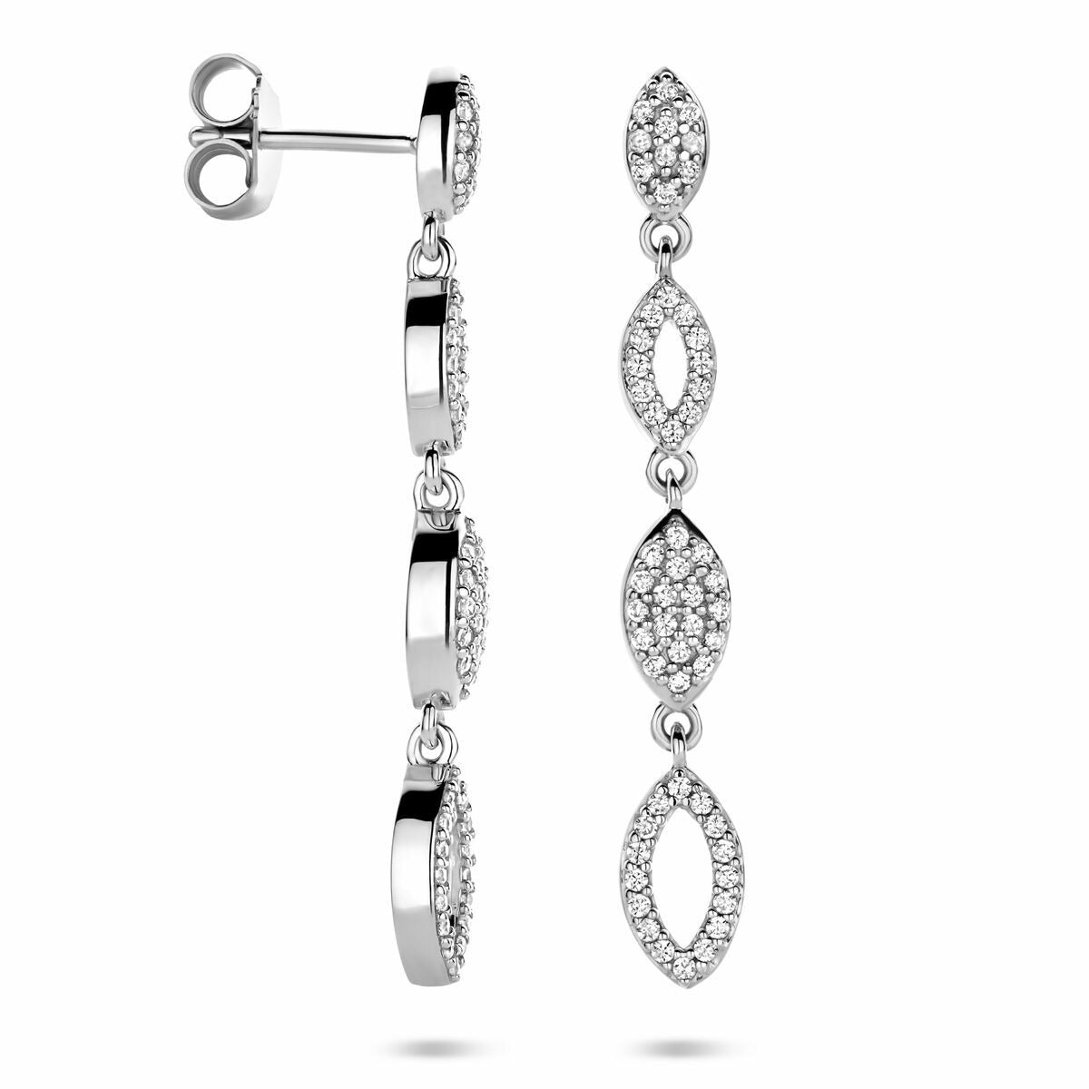 Srebrne kolczyki z cyrkonią – rodowane srebro 925, 39 mm