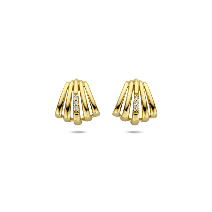 Gouden stekeroorringen met diamant – 14k geelgoud
