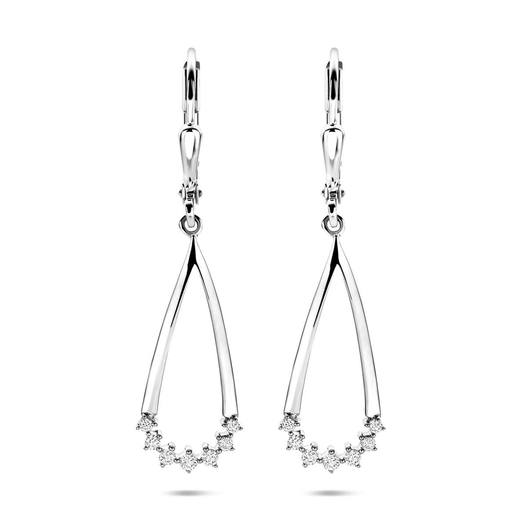 Zilveren oorhangers met zirkonia – gerhodineerd