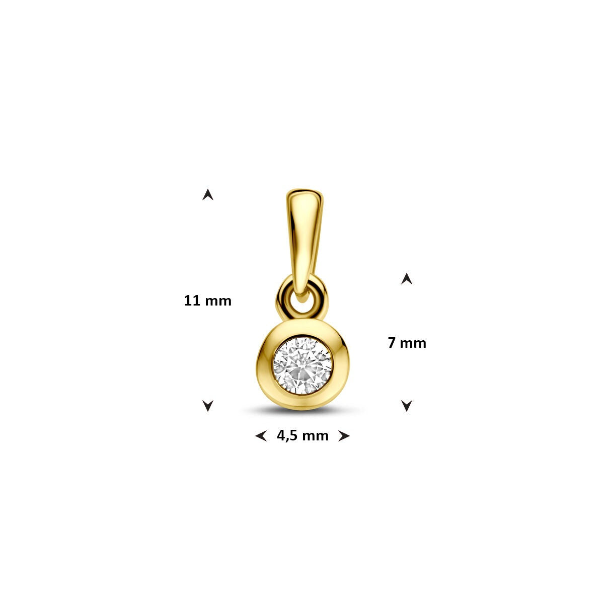 Złoty wisiorek z cyrkonią 14k – soliter diamentowy 11 mm