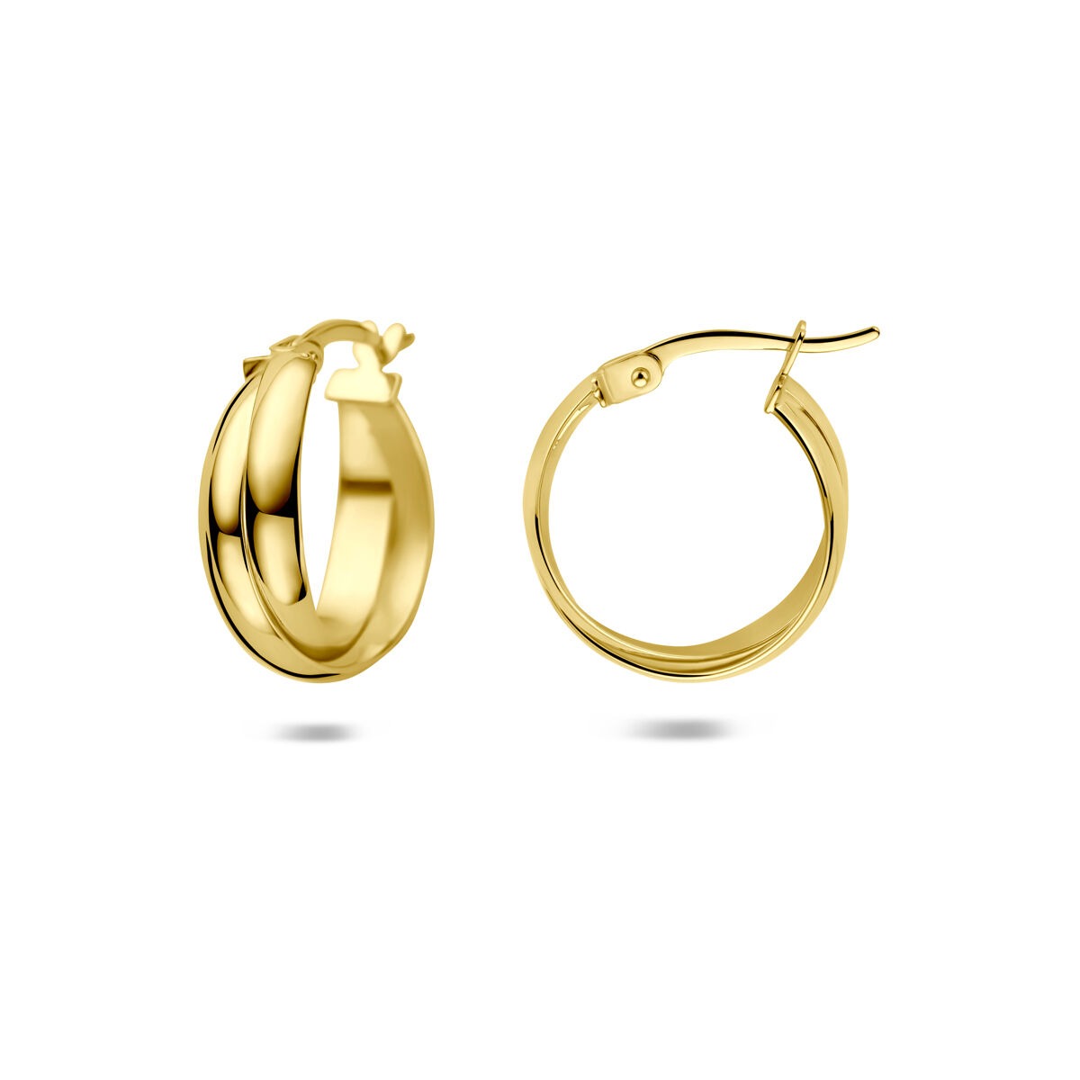 14k żółte złoto kolczyki koła z zapięciem na zawias 16,5 mm