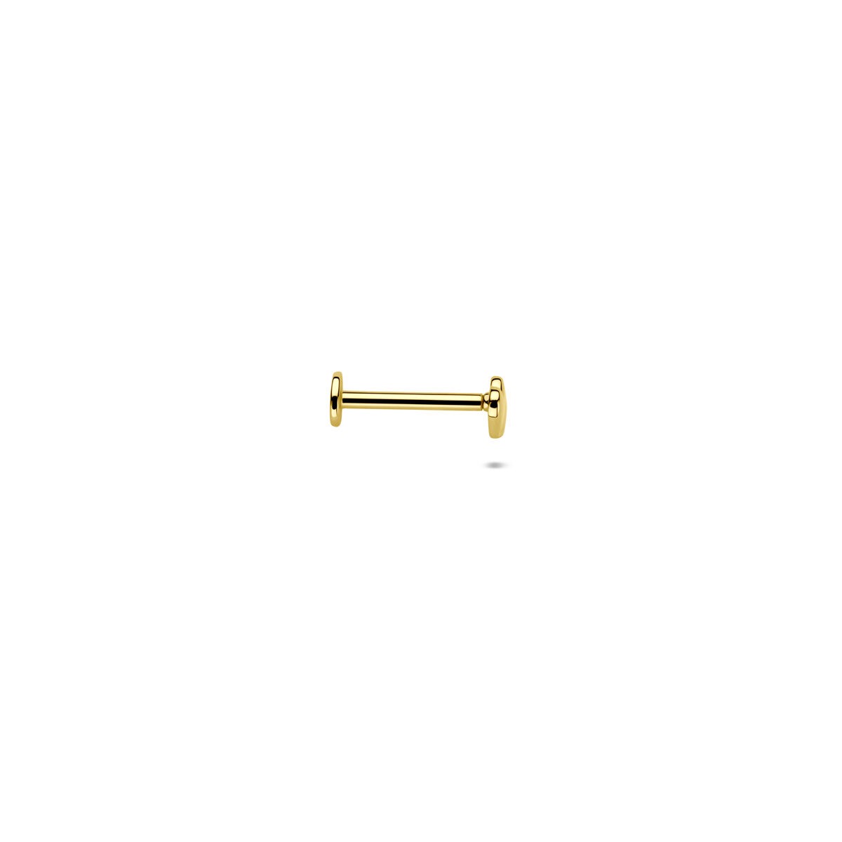 piercing z 14k złota z płaskim tyłem z podwójnymi serduszkami – 6,5 mm