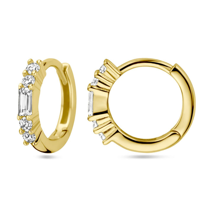 Verguld Zilveren Klapoorringen met Zirkonia – 11.5x2 mm
