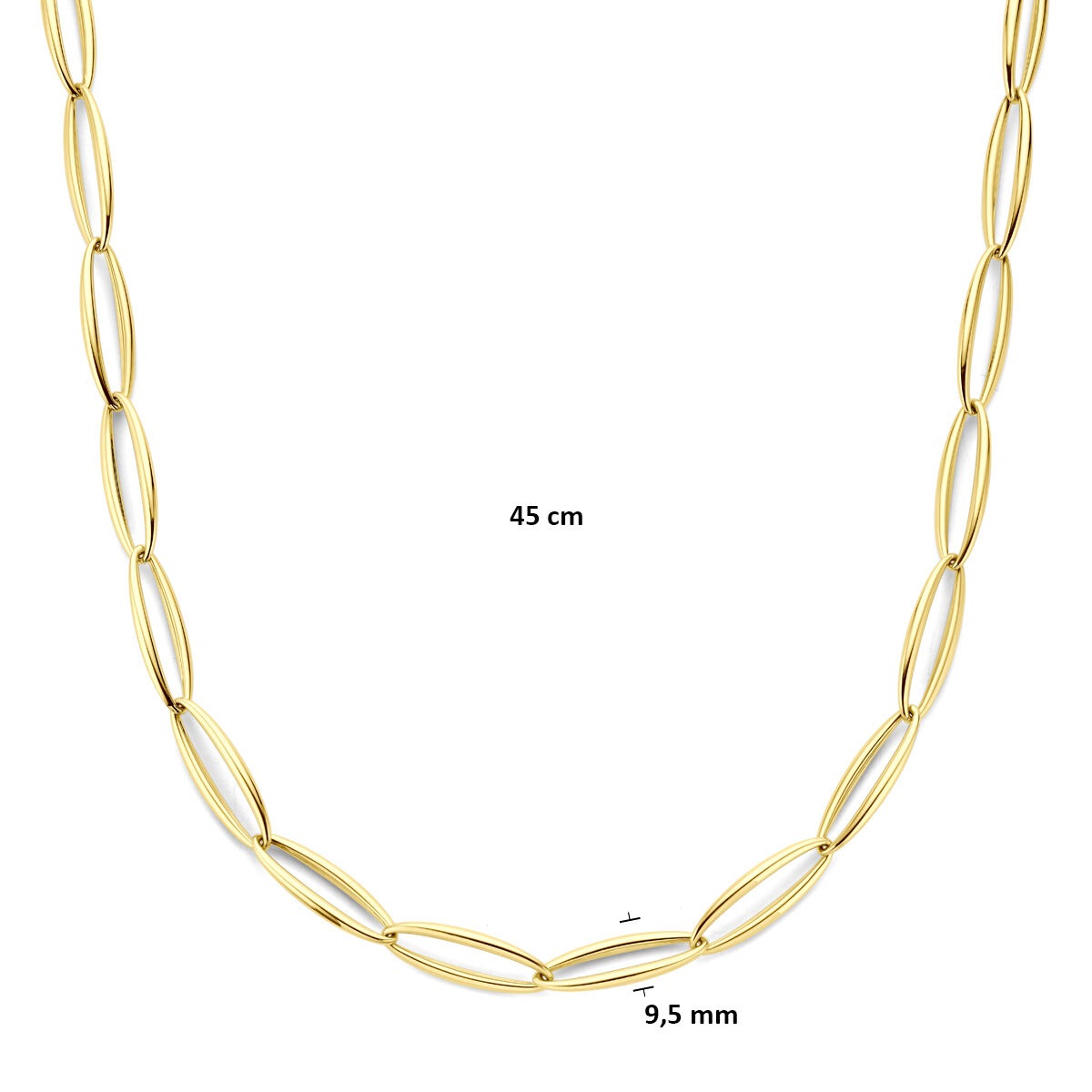 14k żółte złoto damski naszyjnik 9,5 mm 45 cm