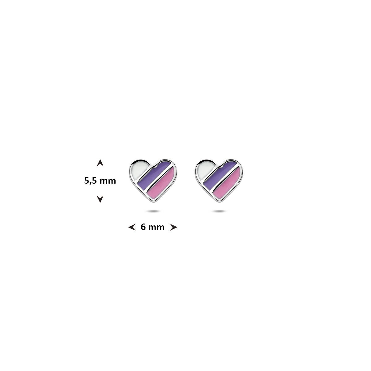 Srebrne dziecięce kolczyki wkrętki – serduszka z emalią 5.5 mm