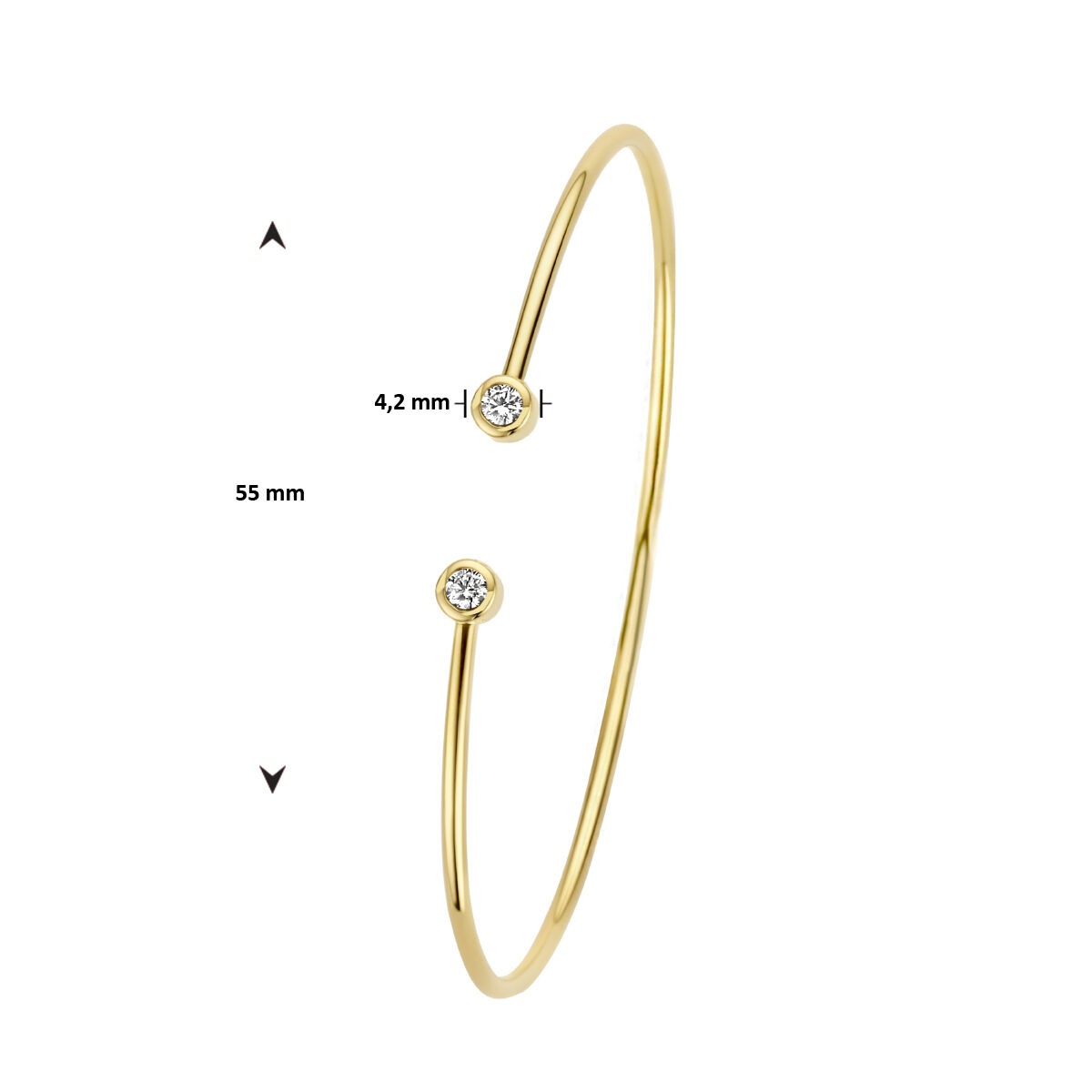 14k Żółte złoto Bangle bransoletka z diamentami