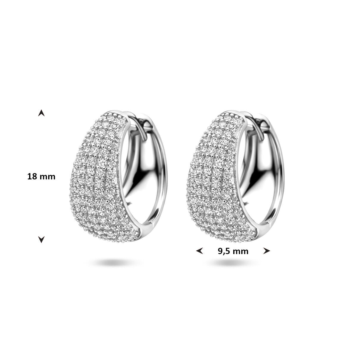 Srebrne kolczyki koła z cyrkonią – rodowane 925 srebro 18 mm
