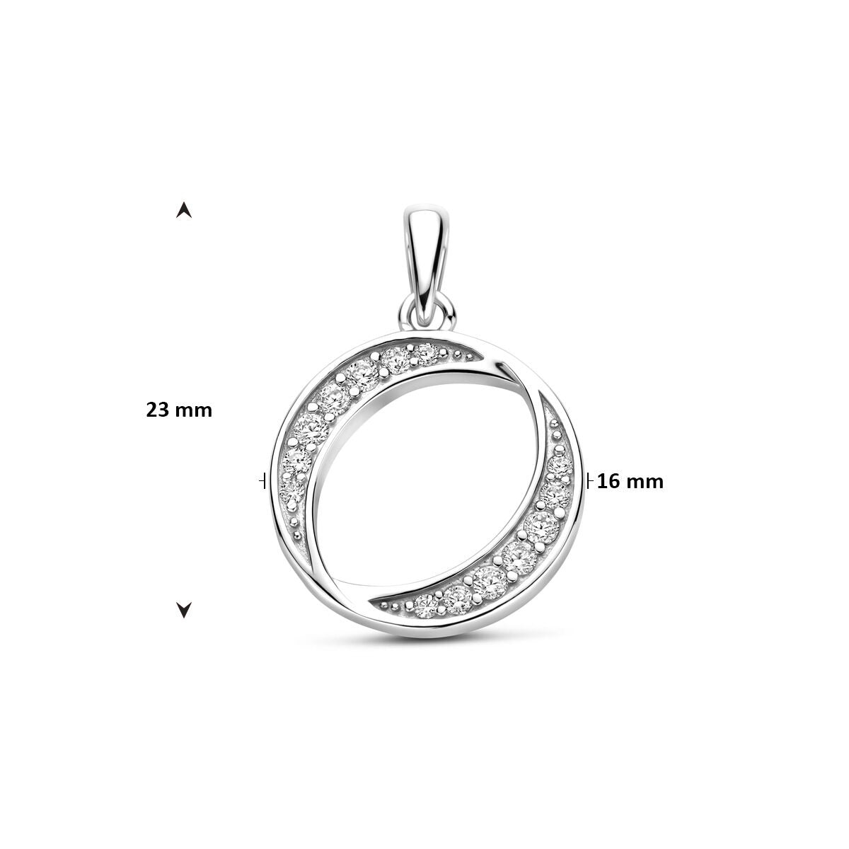 Srebrny wisiorek z cyrkoniami – rodowany 925 srebro 23 mm