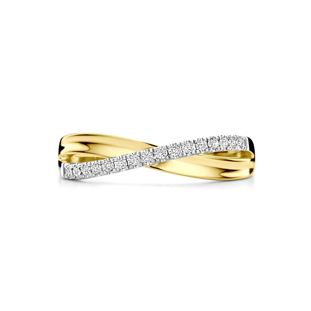 14k bicolor pierścionek damski z diamentem – 0.14 ct, 5 mm