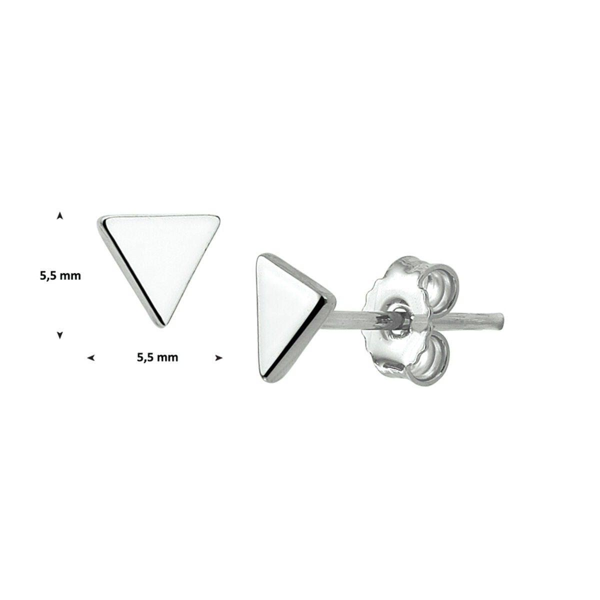 Srebrne trójkątne kolczyki wkrętki – rodowane 5.5 mm
