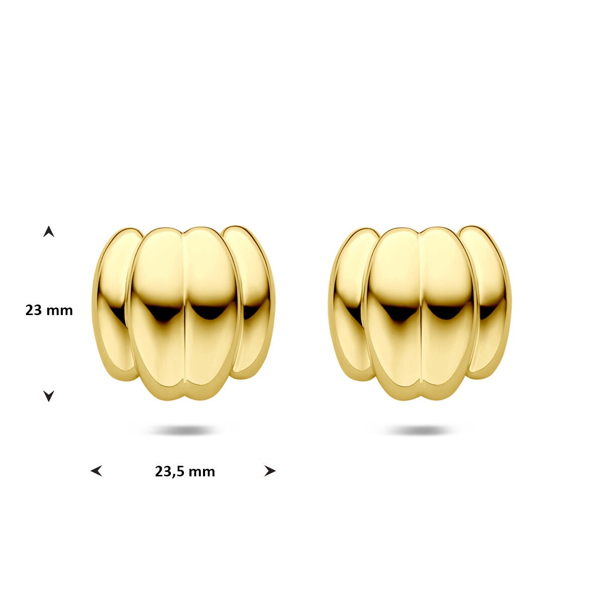 Stalowe damskie kolczyki wkrętki złote – z powłoką jonową 23 mm