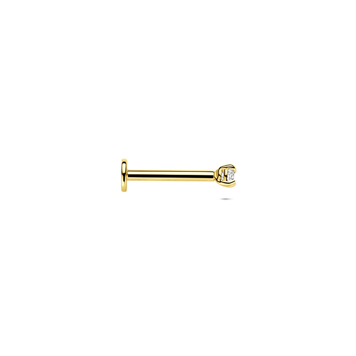 14k żółte złoto płaski piercing z cyrkonią