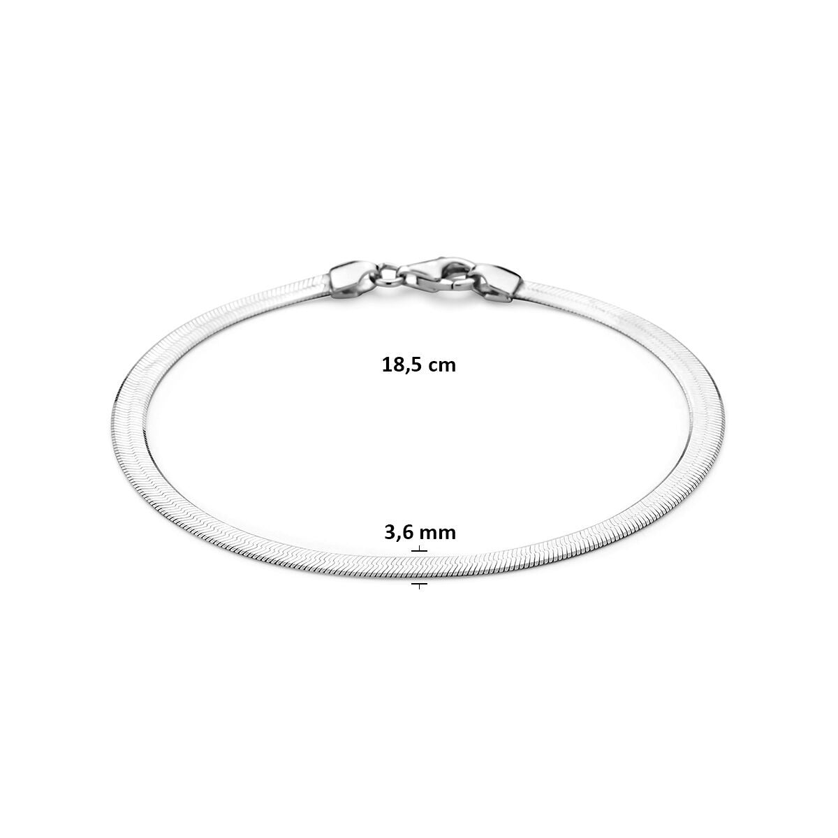 bransoletka wężowa płaska 3,6 mm 18,5 cm srebro rodowane