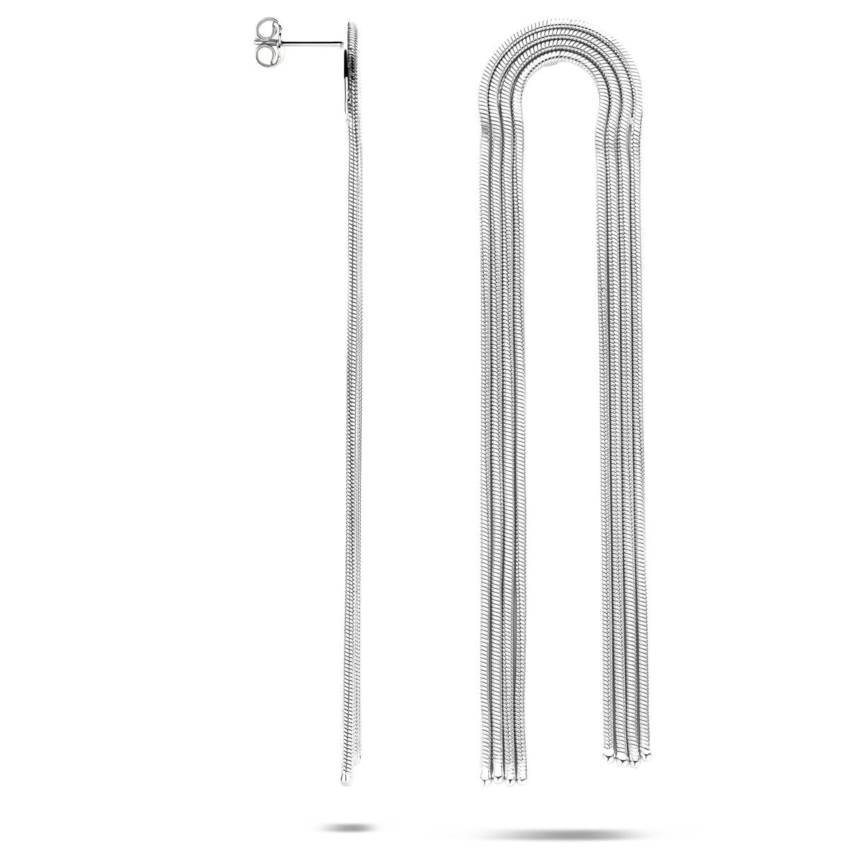 Srebrne kolczyki w kształcie ogniwa – rodowane 925 srebro 91 mm