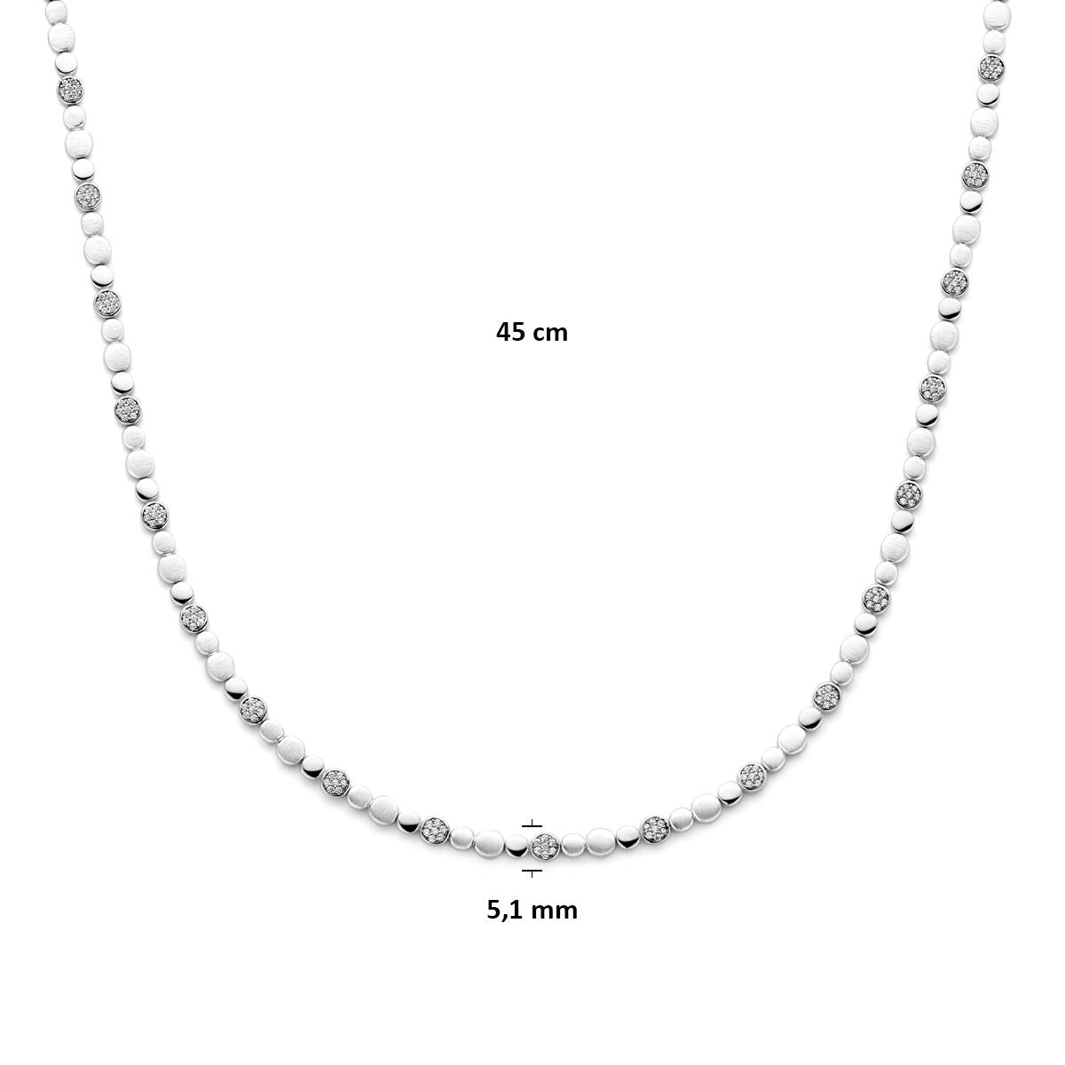 Srebrny damski naszyjnik z cyrkonią – rodowany 925 srebro 5,1 mm 45 cm