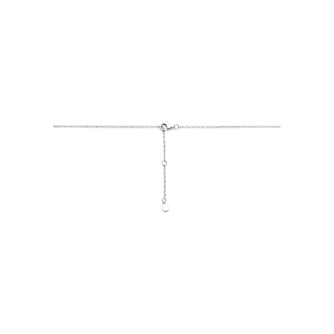 Gerhodineerd zilveren collier met ovaal zirkonia hanger