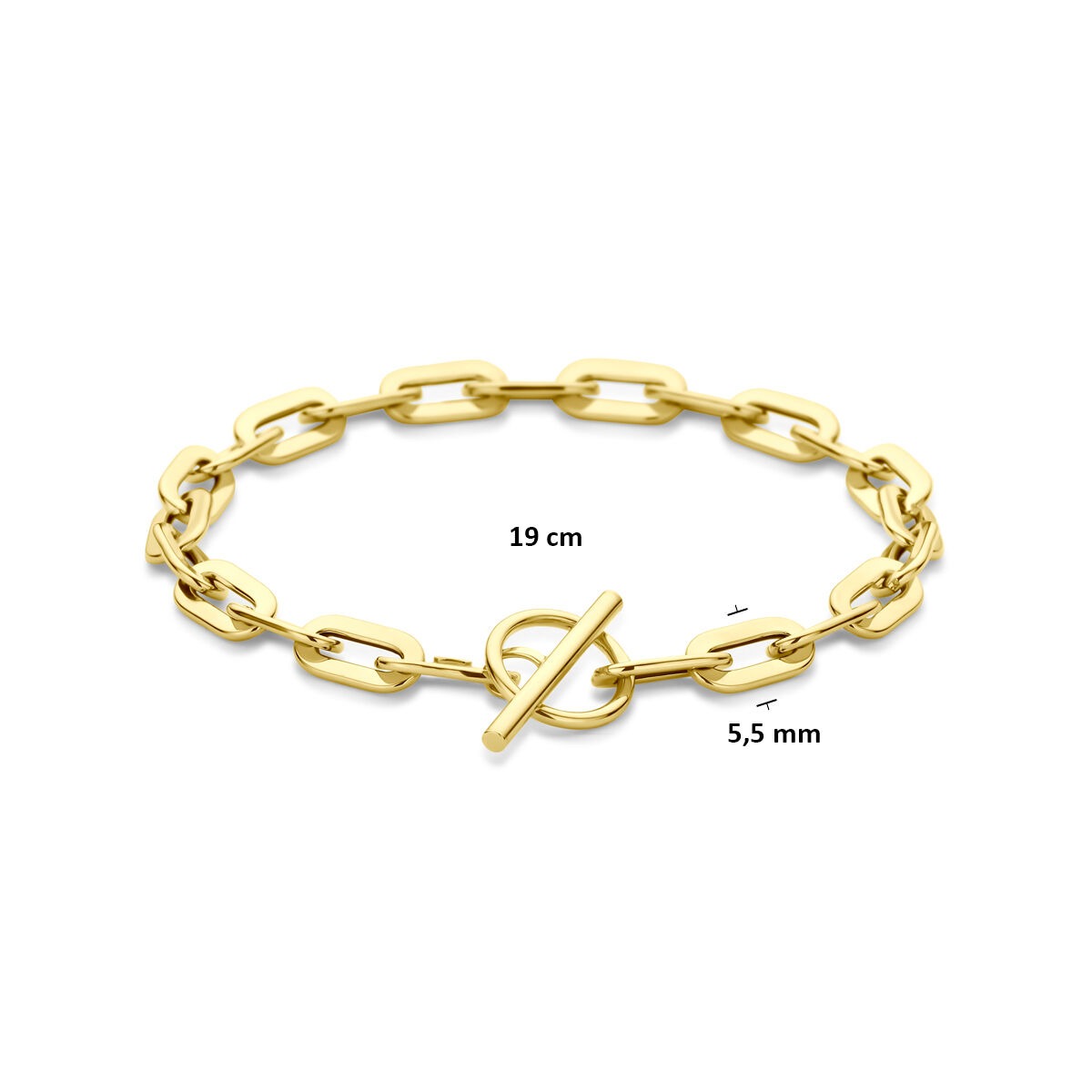 Złota damska bransoletka – 14k ogniwo kotwiczne z zapięciem typu kapitał 5,5 mm 19 cm