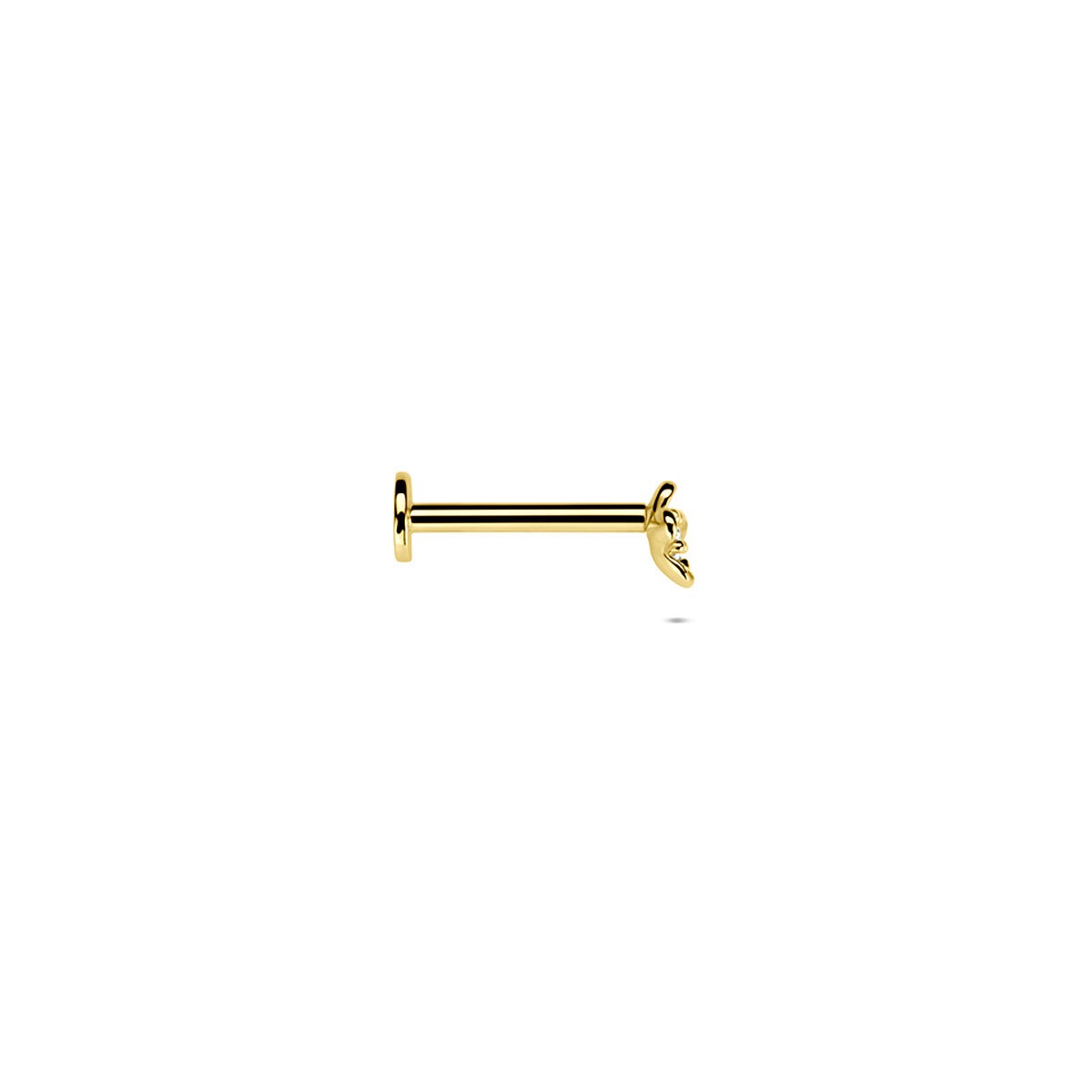14k Żółte złoto piercing z cyrkonią – detal w kształcie kwiatu