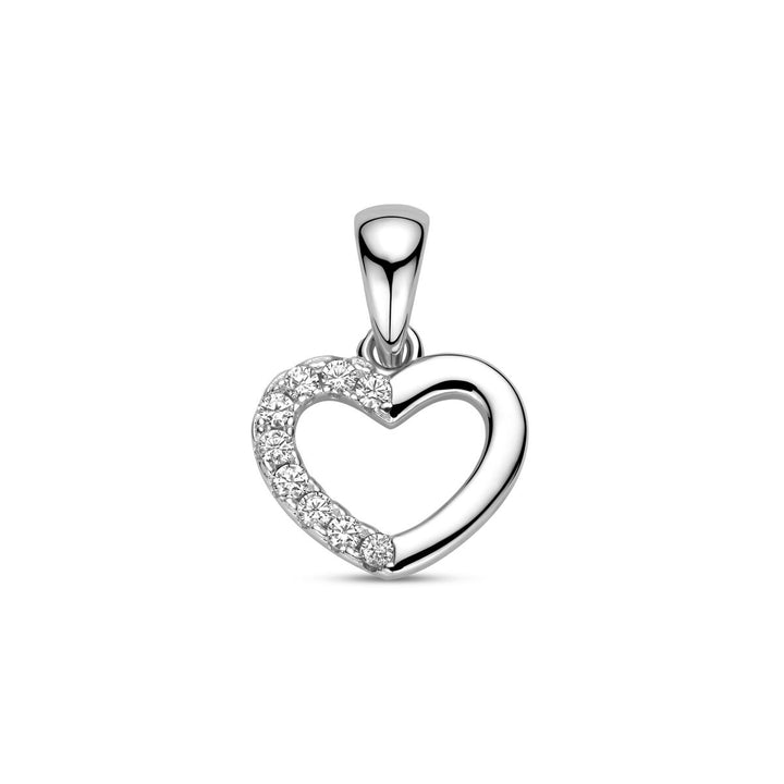 Zilveren hartjes hanger met zirkonia – gerhodineerd 925 zilver