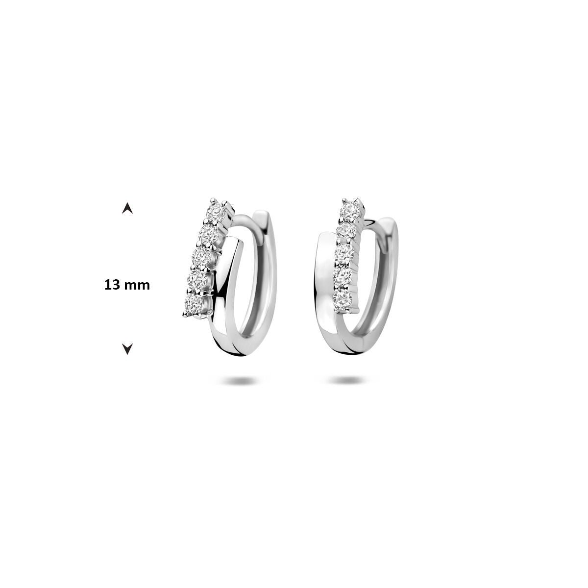 Srebrne kolczyki koła z cyrkonią – rodowane 925 srebro 13 mm