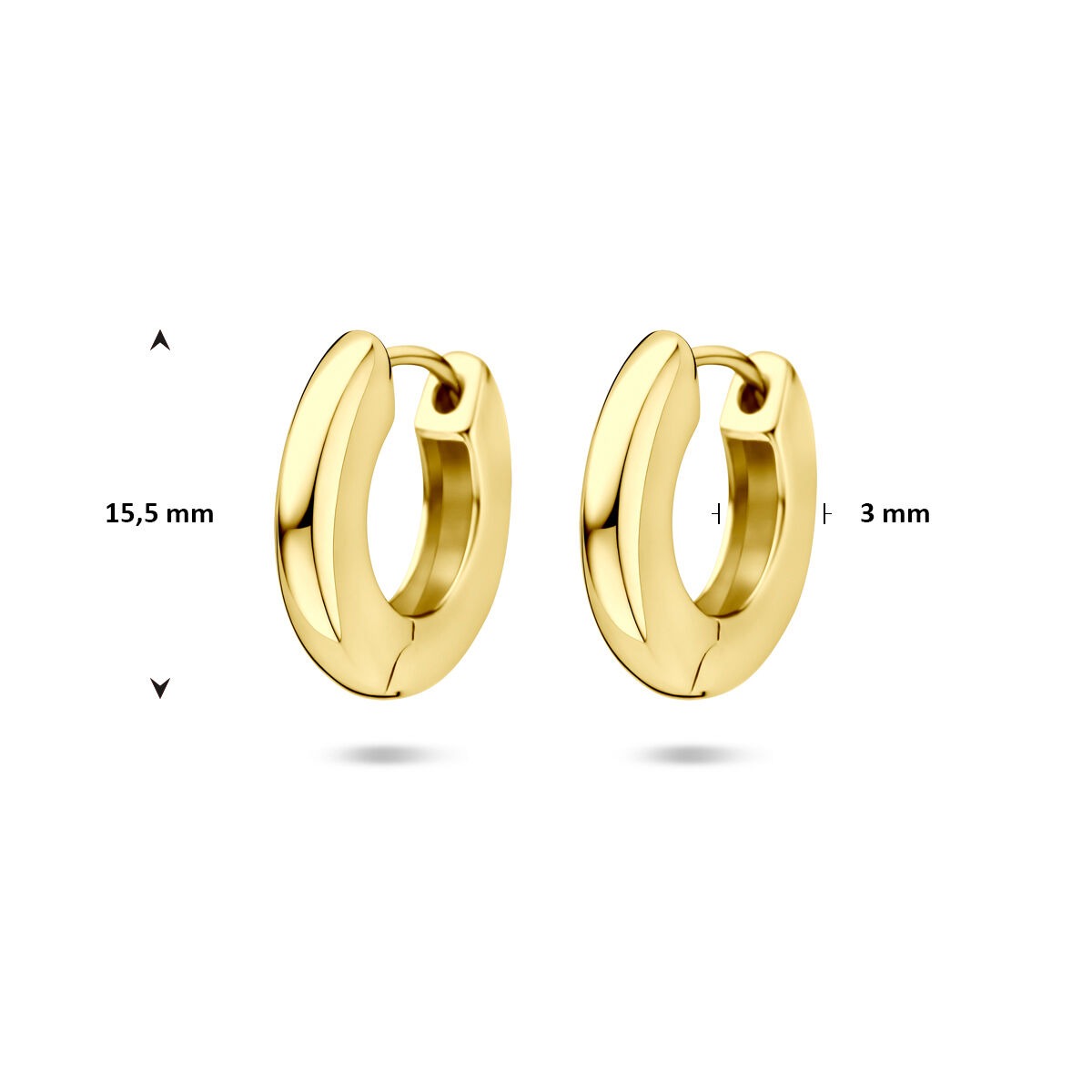 Pozłacane srebrne kolczyki wkrętki – 925 srebro z żółtozłotą powłoką 15,5 mm
