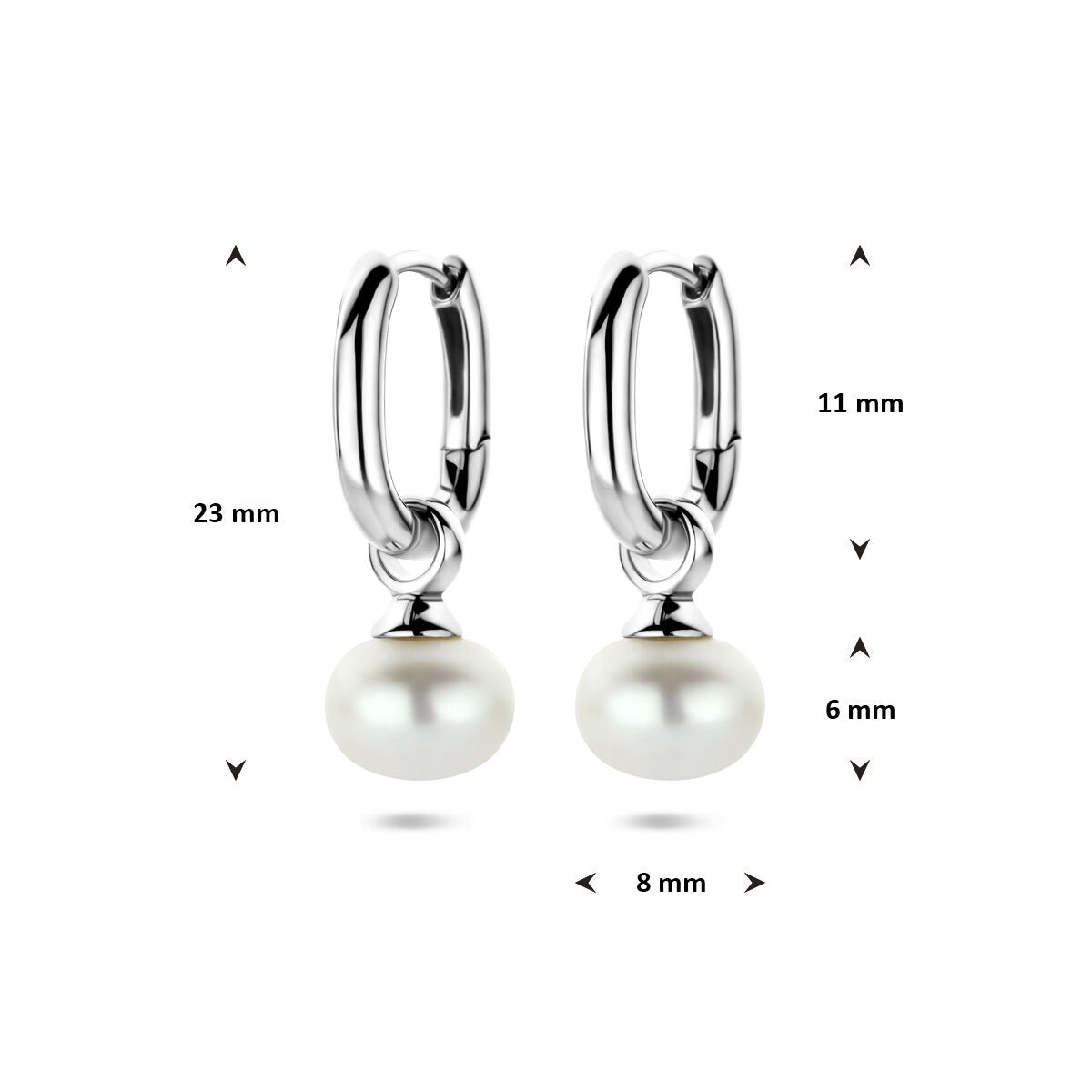 Srebrne kolczyki koła z perłą 925 rodowane – 23 mm