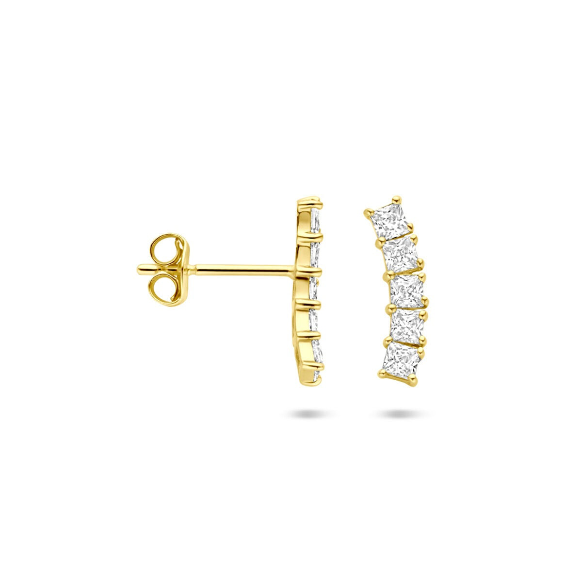 14k złote kolczyki wkrętki z cyrkonią – 12 mm