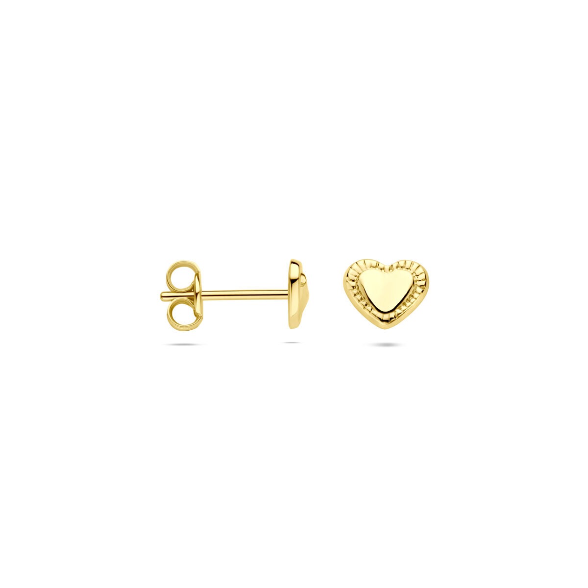 14k żółte złoto kolczyki wkrętki w kształcie serca 5x5.5mm