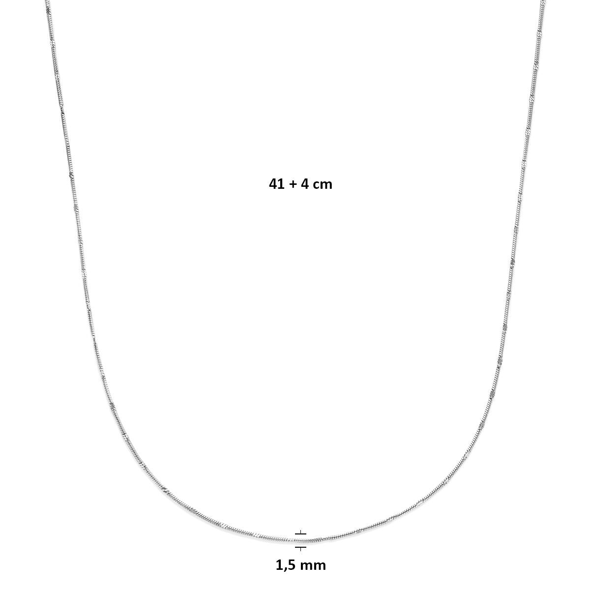 Srebrny naszyjnik bez wisiorka – rodowany wąż damski 1,5 mm 41 + 4 cm