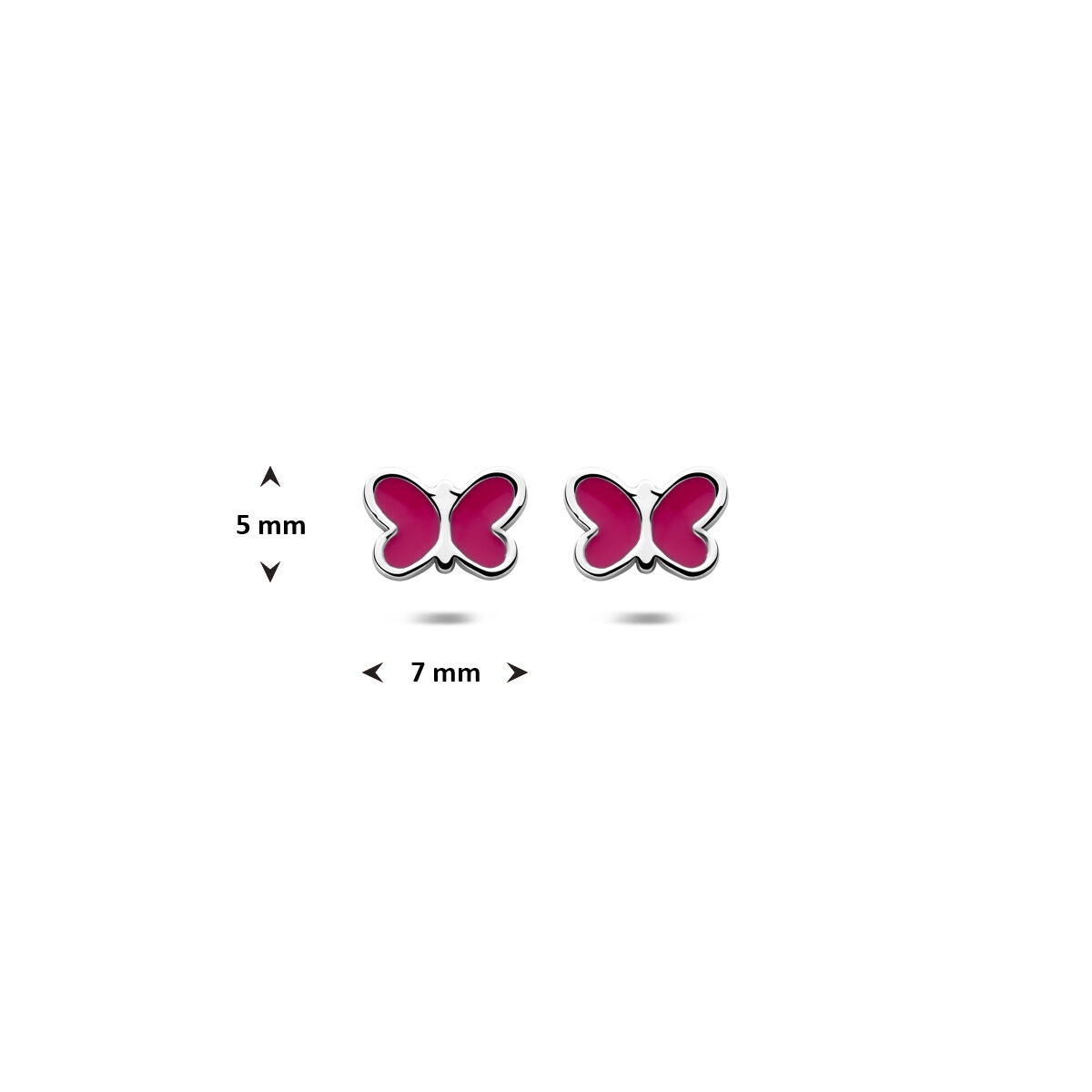 Srebrne dziecięce kolczyki wkrętki motyl – rodowane 925 srebro 5 mm