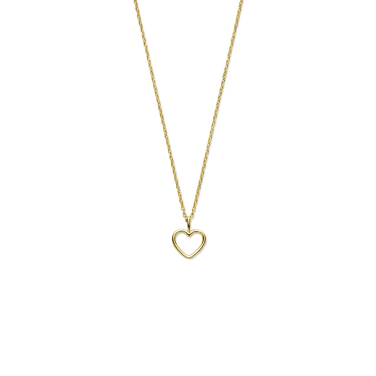 Gouden collier met een hartvormige hanger, gemaakt van 14k goud.