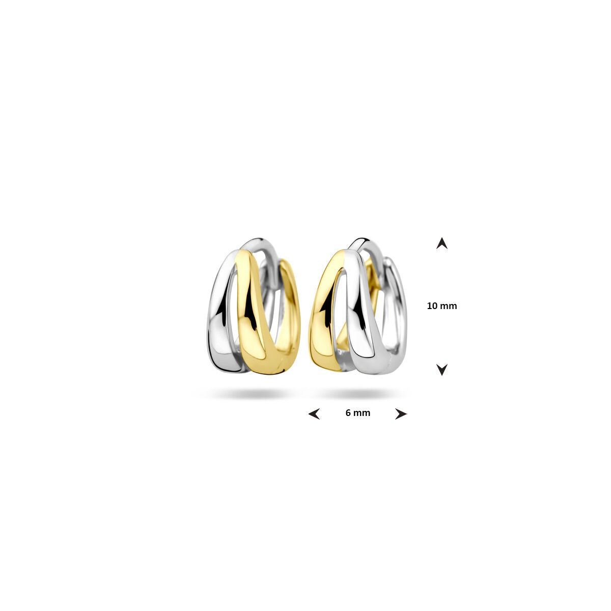 Pozłacane srebrne kolczyki koła – żółte złoto na 925 srebrze, 10 x 6 mm