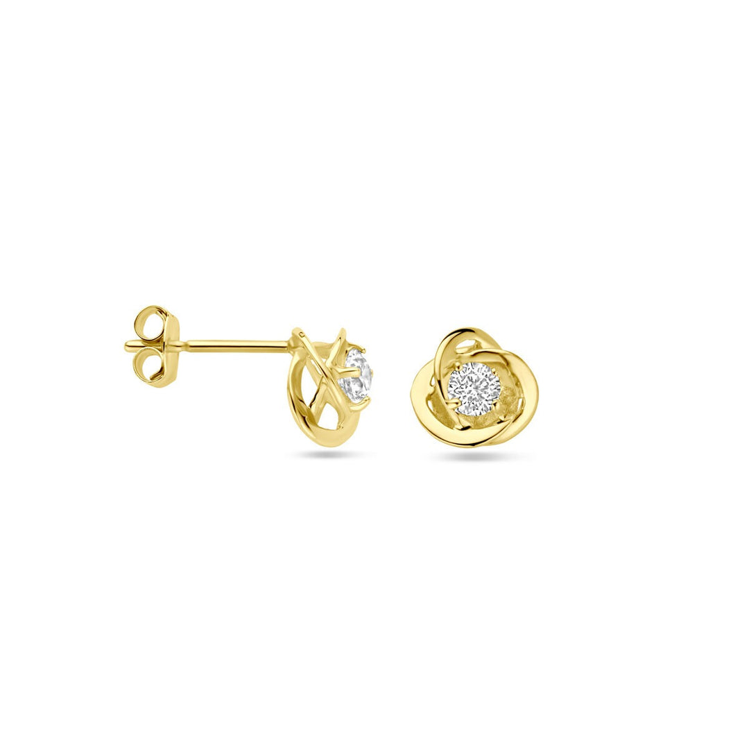 9k geelgoudkleurige oorknoppen met zirkonia – 7 mm