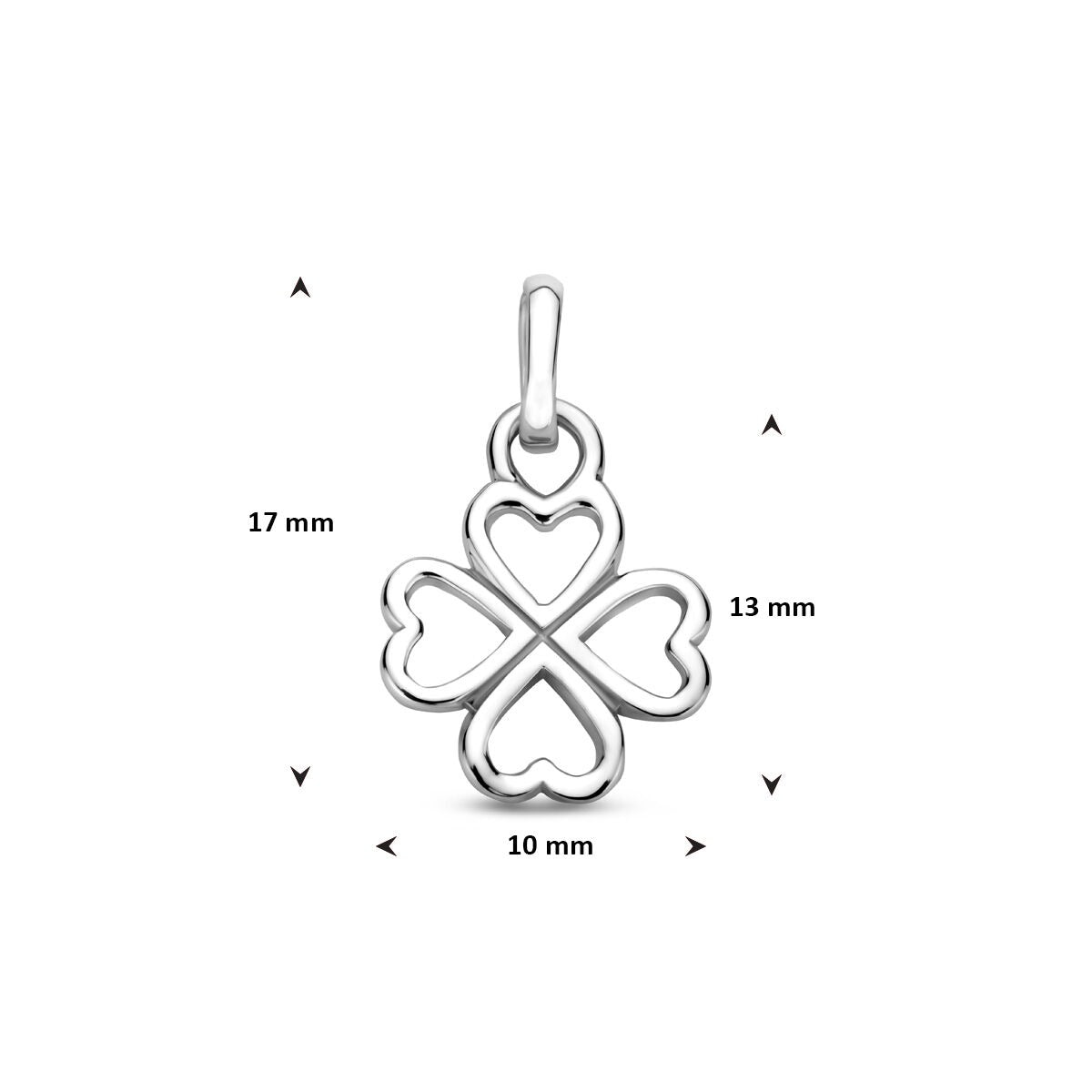 Srebrny wisiorek koniczyna 925 rodowany – 17 mm