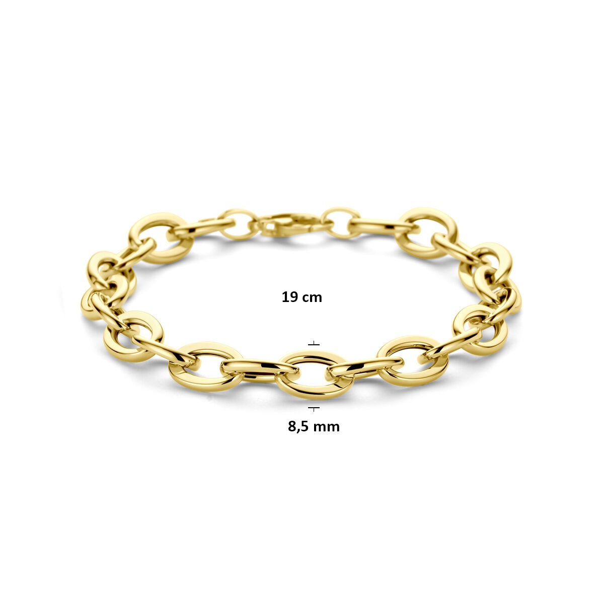 14k żółte złoto damska bransoletka z ogniwami 8,5 mm 19 cm