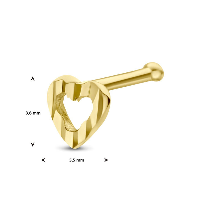 14k Geelgouden neusknopje in hartvorm