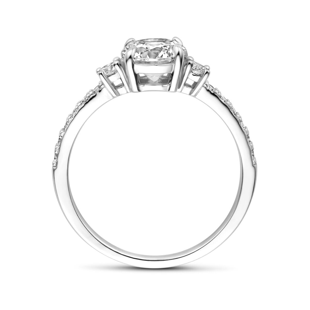 Srebrny damski pierścionek z diamentowo szlifowaną cyrkonią – rodowany 925 srebro, 6,5 mm szerokości