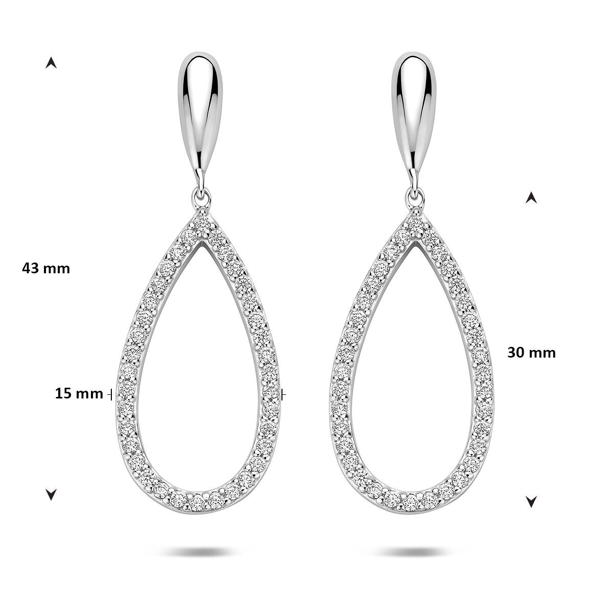 Srebrne kolczyki z cyrkonią – rodowane 925 srebro 43 mm