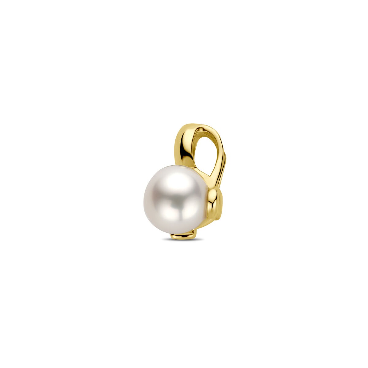Złoty wisiorek z perłą i diamentem 14k 0.02ct h si 11 mm
