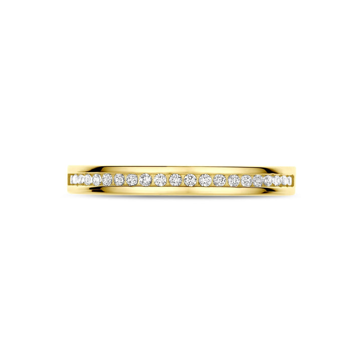 14k Geelgouden ring met zirkonia – alliance rijzetting, 2.5 mm breed