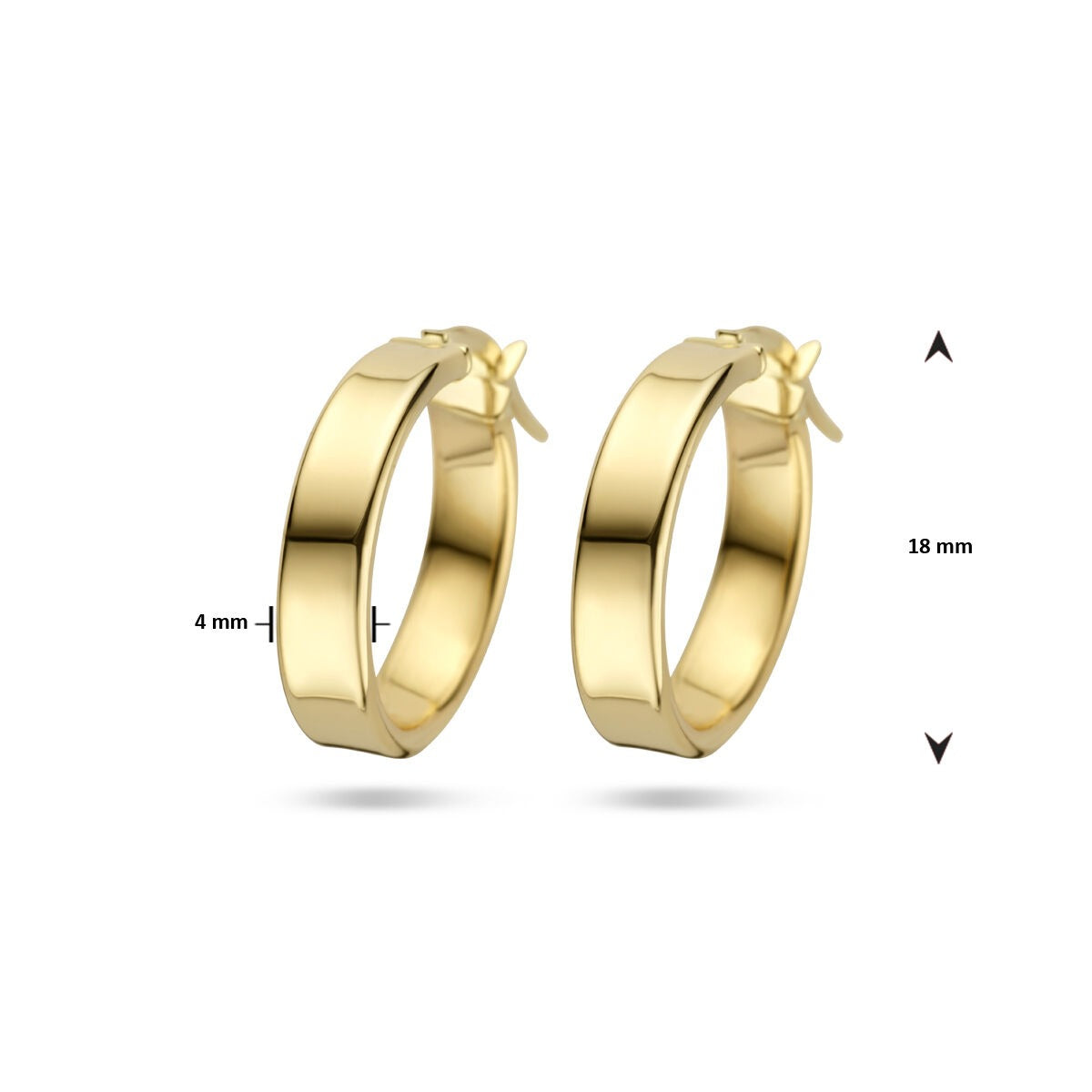 14k żółte złoto kolczyki koła z grubością 4 mm