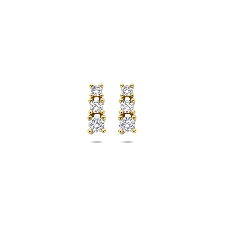 Gouden oorknoppen met lab grown diamant – 14k geelgoud
