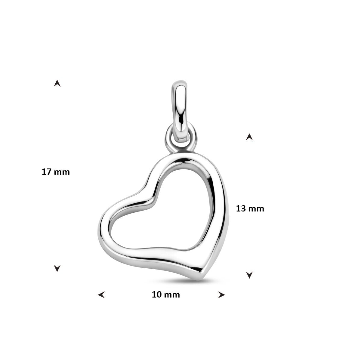 Srebrny wisiorek serduszko – rodowany 925 srebro 17 mm