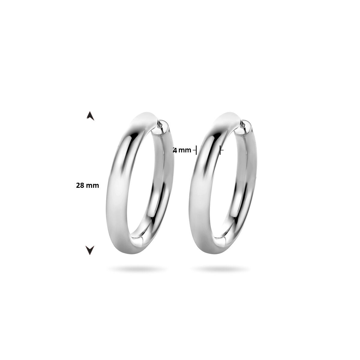 Srebrne kolczyki koła damskie – rodowane 925 srebro 28x4 mm