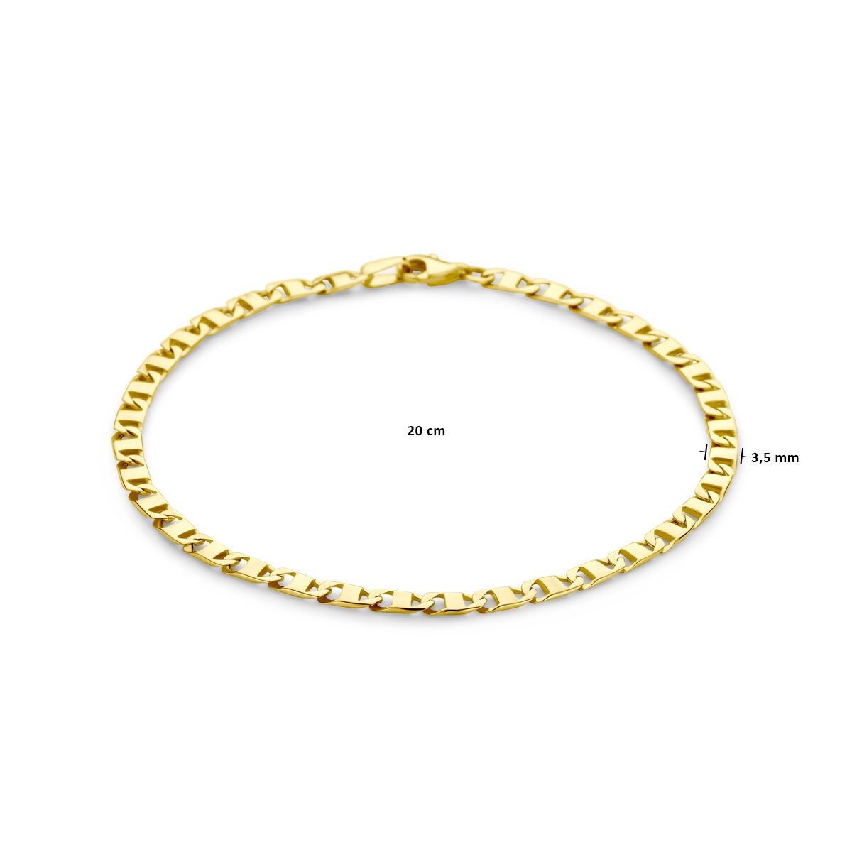 14k Żółte Złoto Męska Bransoletka – Ogniwo Anker 3.5mm