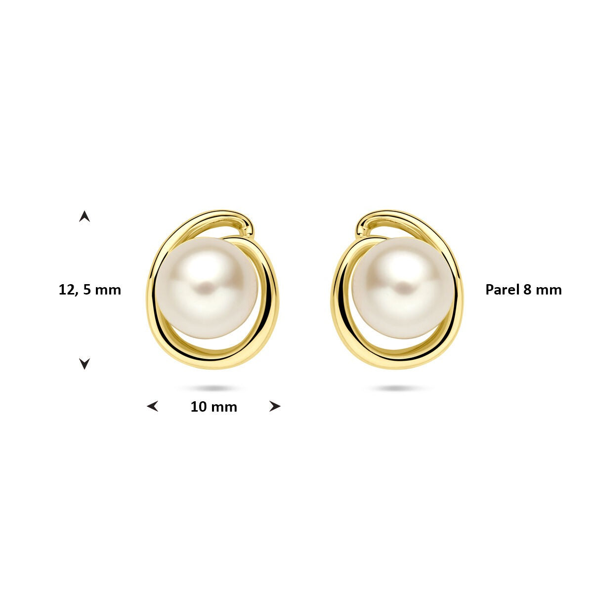 14k żółte złoto perła kolczyki wkrętki – 8 mm
