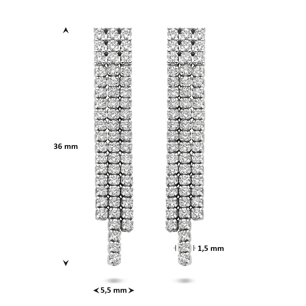 Srebrne kolczyki damskie z cyrkonią – oprawa entourage 36 mm
