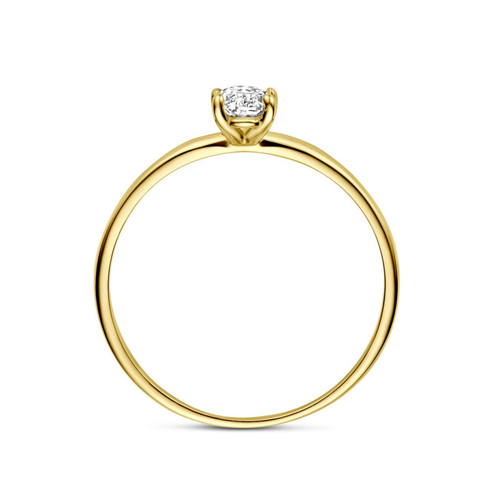 Gouden ring met zirkonia – ovaal geslepen, 9k geelgoud